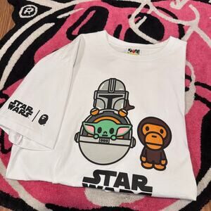 BAPE x Star Wars The Child Cargo Baby Milo Tee - White - Size X-Large - Used